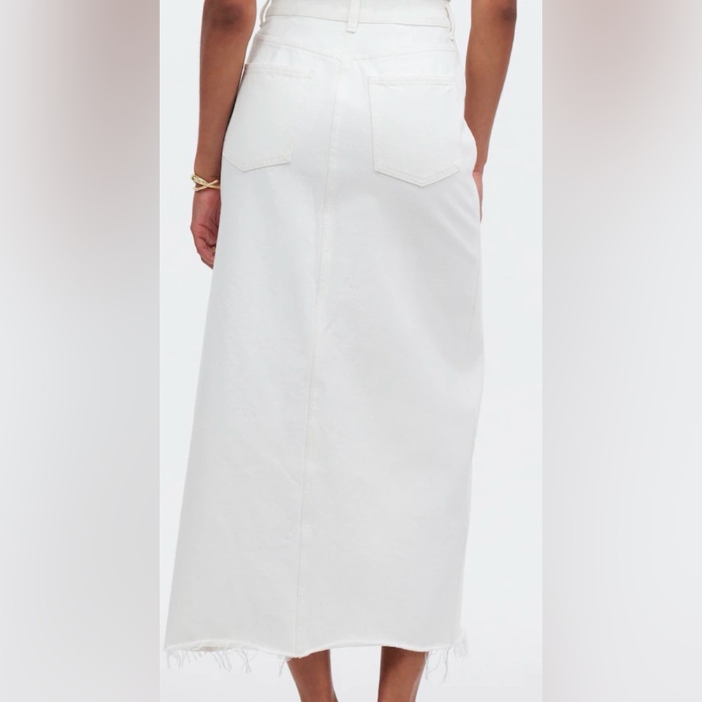 Madewell Women’s 33 The Rilee Denim Midi Skirt In Tile White - NWT - Picture 3 of 11